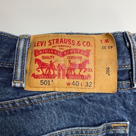 Mens Levi's 501 Button Fly Denim Tapered Leg Jeans 40x32 Actual 38x30 - Picture 6 of 8